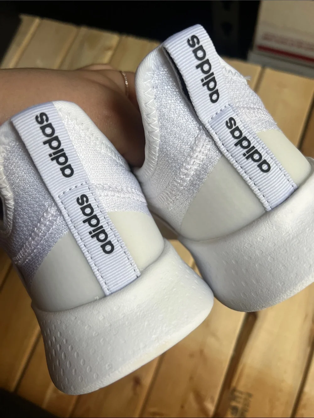 adidas White Slip-On Sneakers with Black Logo